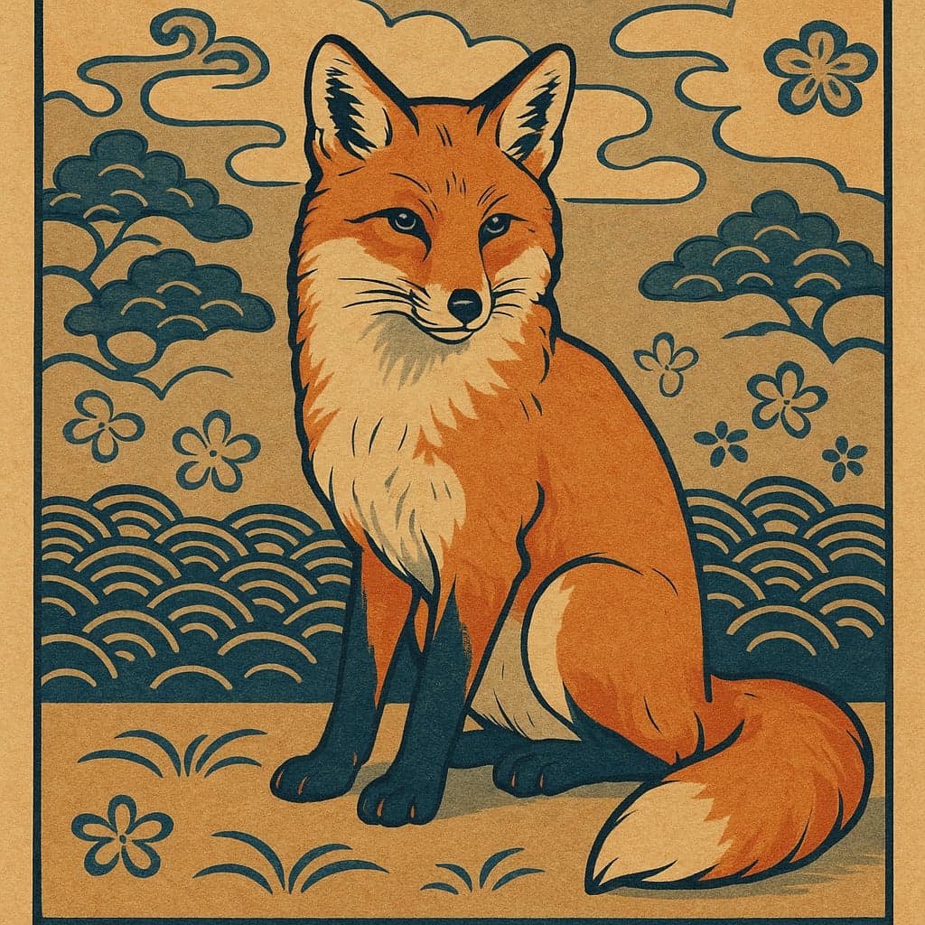 fox reimagined as Ukiyo-e